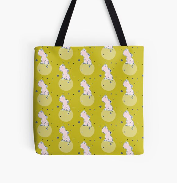 Nilpferd, Flusspferd - grün gemustert Allover-Print Tote Bag