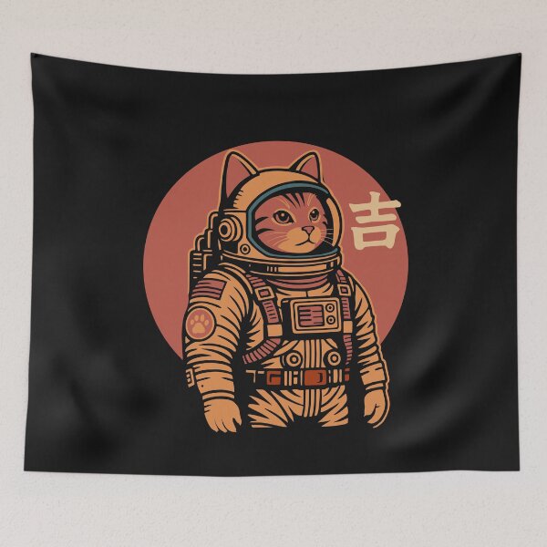 Item preview, Japanese 1950s Retro Space Cat Good Luck designed and sold by alenaz.
