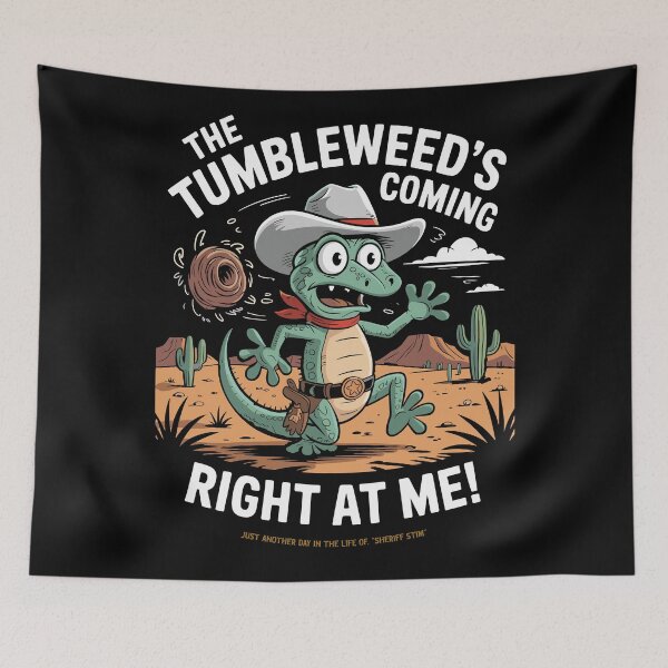 Item preview, Funny Gecko Cowboy Sheriff Stim Running from Tumbleweed - Overstimulated Meme designed and sold by FunnyWittyWares.