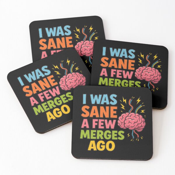 Item preview, I Was Sane a Few Merges Ago – Funny Programmer Brain Exploding Cartoon Design designed and sold by Lunaria Arts.