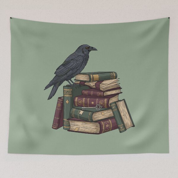 Item preview, Black crow and old books  designed and sold by FatBirdie.
