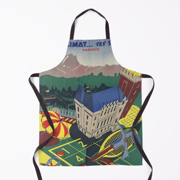 Item preview, Vintage Art Deco Travel Poster | Pau France | Pyrenees Mountains | Sports and Climate | Château de Pau | 1920s-1930s Style designed and sold by artofuniverse.