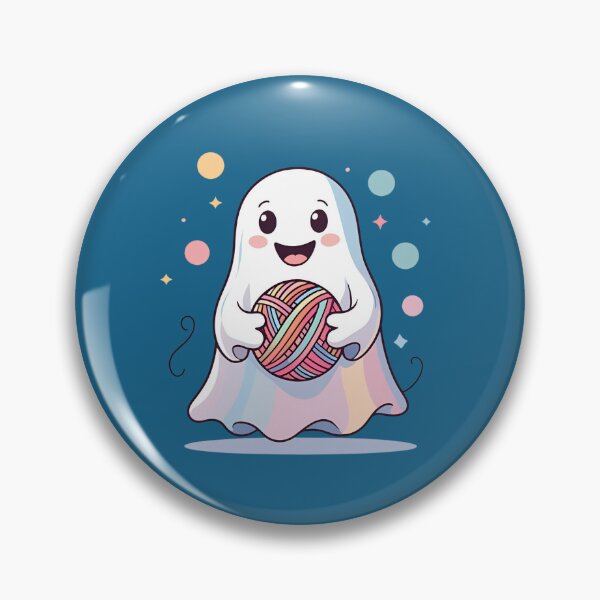Artikelvorschau, Süßes Gespenst mit Wollknäuel – Gemütliches pastellfarbenes Halloween-Strick-Gespenst-Design entworfen und verkauft von Grind-Stitch.