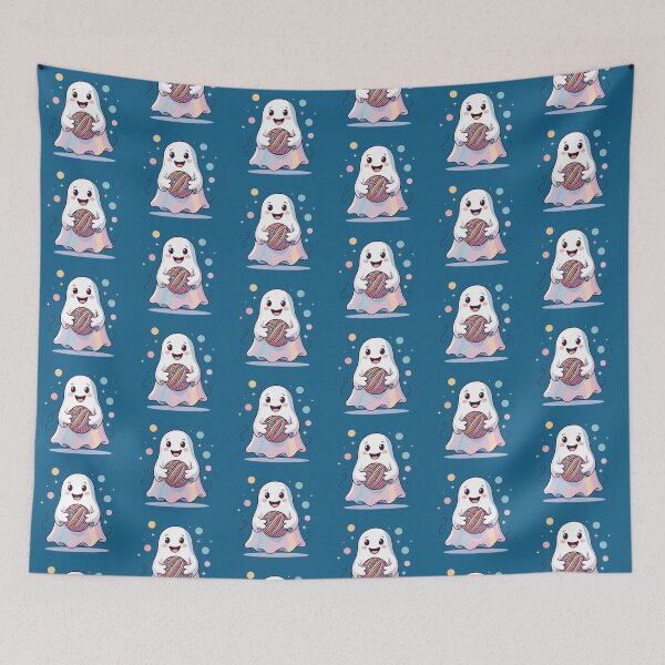 Item preview, Cute Ghost with Yarn Ball – Cozy Pastel Halloween Knitting Ghost Design designed and sold by Grind-Stitch.