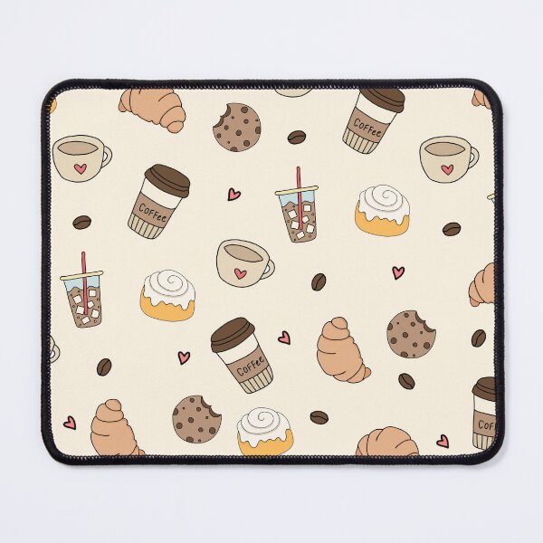 Item preview, Seamless digital pattern of coffee, croissants, cinnamon rolls, and cookies on beige background. Warm and cozy food design. designed and sold by juoctaviniarts.