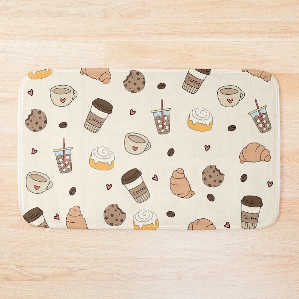 Item preview, Seamless digital pattern of coffee, croissants, cinnamon rolls, and cookies on beige background. Warm and cozy food design. designed and sold by juoctaviniarts.