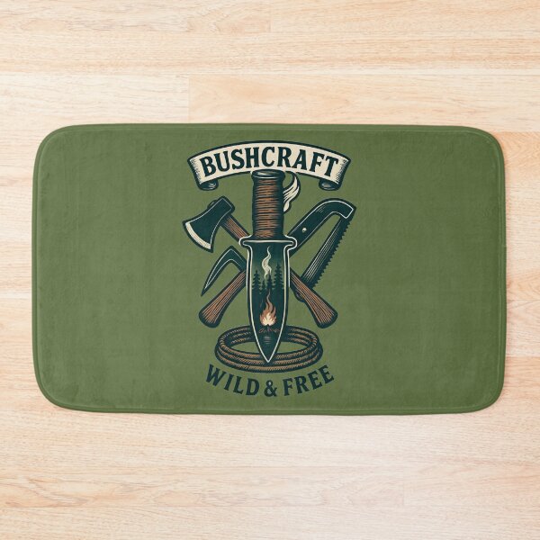 Item preview, Bushcraft Wild & Free – Outdoor Survival Adventure Design designed and sold by InkwildStudio.
