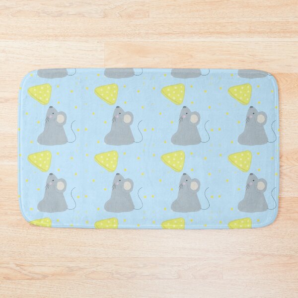 Item preview, Seamless pattern with cute gray mouse and hearts on blue background designed and sold by juoctaviniarts.