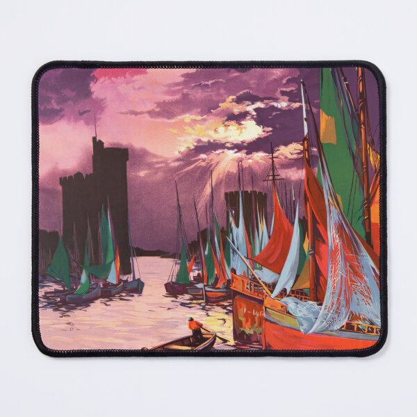 Item preview, Vintage Travel Poster | French State Railways Art | La Rochelle Coastal City | E. Paul Champseix | Art Deco Style | Colorful Sunset designed and sold by artofuniverse.