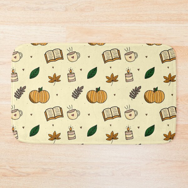 Item preview, Seamless pattern with pumpkins, leaves and candles on a light background designed and sold by juoctaviniarts.
