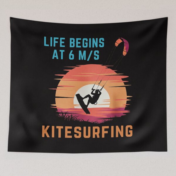 Item preview, Kitesurfing Life begins at 6 m/s Extreme Water Sports Surf Lifestyle Summer & Beachwear Gifts for Surfers  designed and sold by MojNetSerwis WWK.