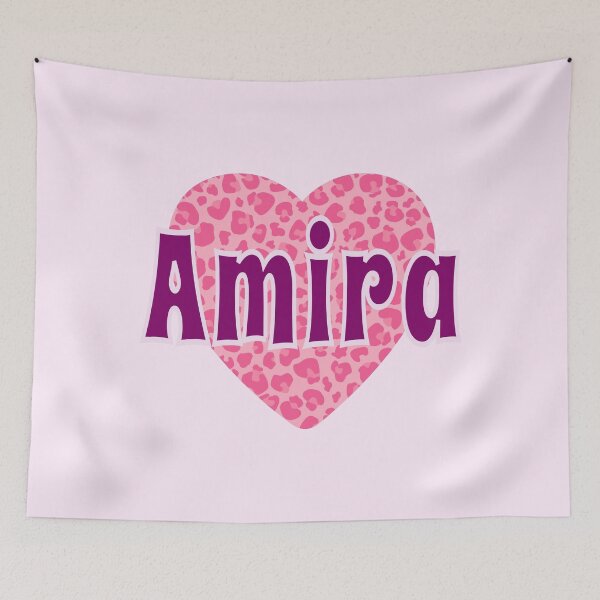 Item preview, Amira Name Pink Leopard Heart  designed and sold by Jeallan Designs.