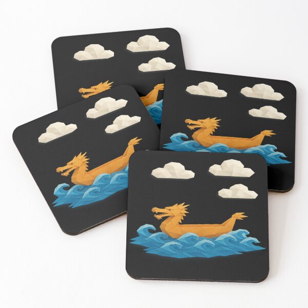 Item preview, Origami Dragon Boat Sailing Under Puffy Paper Clouds designed and sold by S-Dstyle.