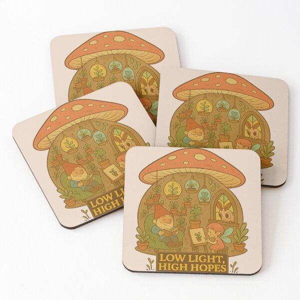 Item preview, Low Light High Hopes – Whimsical Mushroom Greenhouse with Gnome & Fairy designed and sold by TrendznHitz.