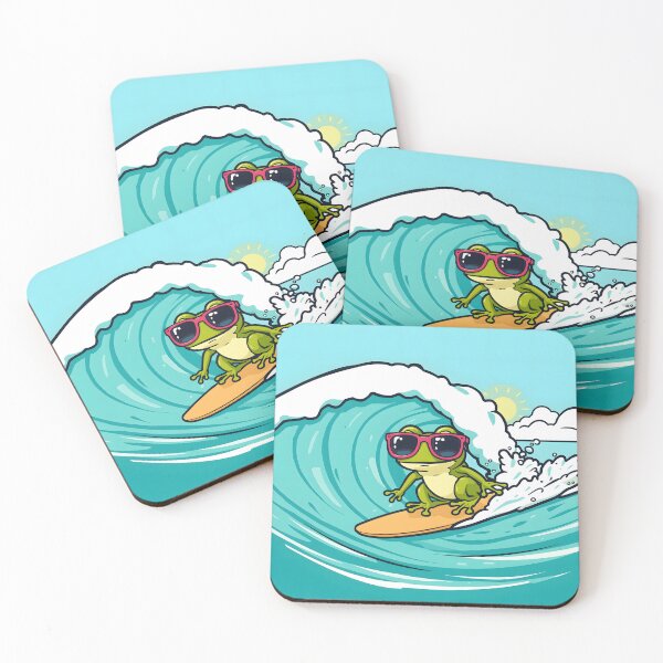 Item preview, Cool Surfing Frog with Sunglasses – Summer Beach Vibes designed and sold by ArtistanForge.