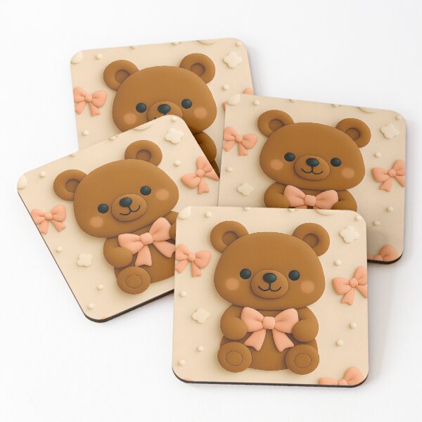 Item preview, Cute Brown Bear with Pink Ribbons  designed and sold by kevinkreativity.