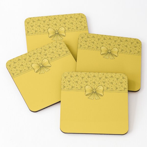 Item preview, Yellow bow with a ribbon dividing into a yellow background with a pattern and without a pattern designed and sold by Cherevan.