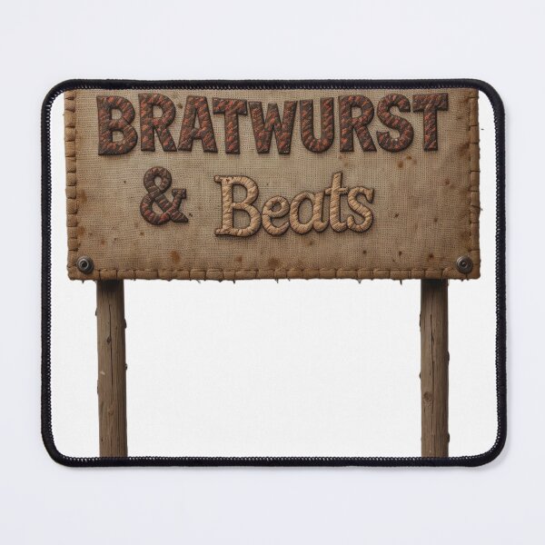 Item preview, Rustic Handcrafted Sign with Bratwurst and Beats Text Design designed and sold by Creative88Art.