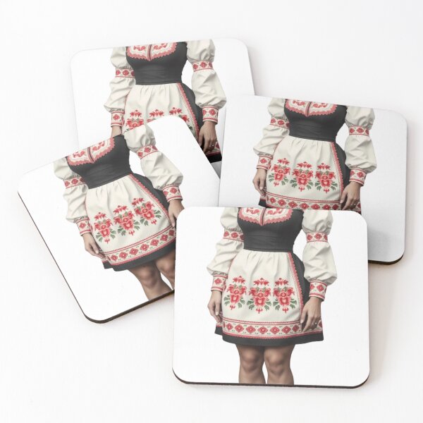 Item preview, Woman in Traditional Folk Dress with Embroidered Floral Patterns designed and sold by Creative88Art.