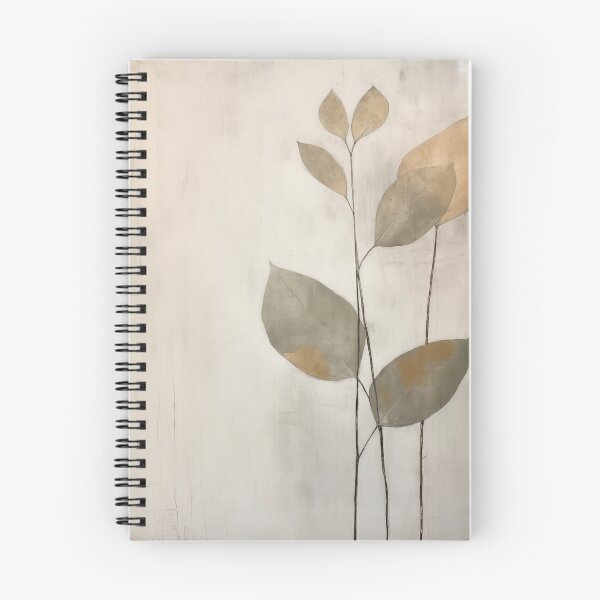 Item preview, Minimalist japanese style rustic leaves in neutral and gold designed and sold by filigreedigital.