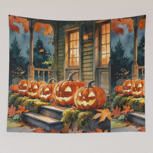 Item preview, Enchanted Pumpkin Lanterns – Cozy Cottagecore Halloween designed and sold by Deezyned.