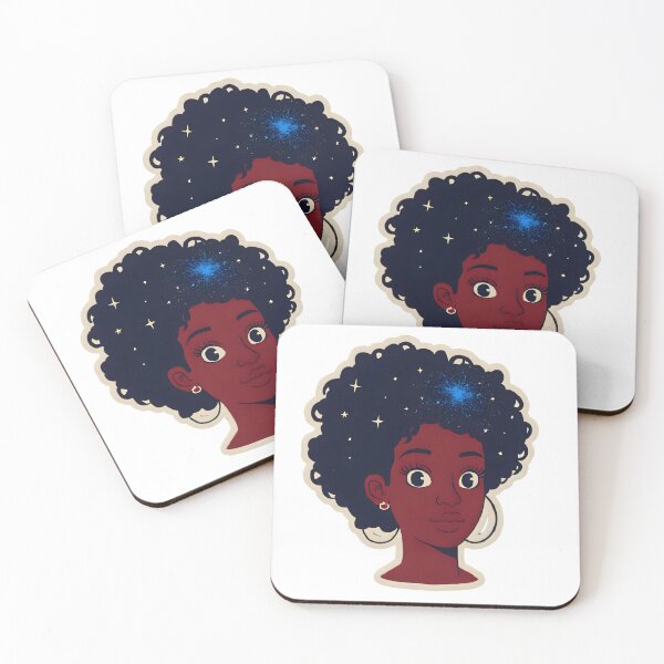 Item preview, Stellar Burst – Black Woman with Blue Galaxy Afro designed and sold by OsasChild.