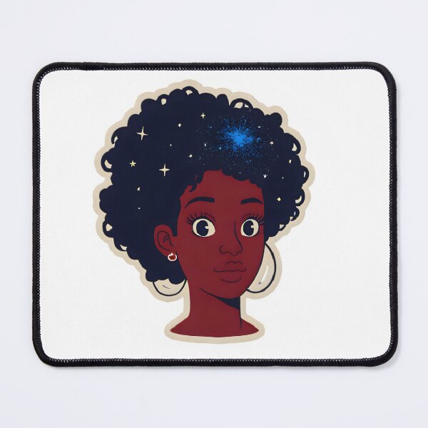Item preview, Stellar Burst – Black Woman with Blue Galaxy Afro designed and sold by OsasChild.