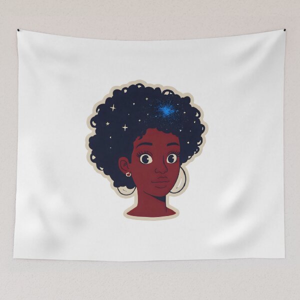 Item preview, Stellar Burst – Black Woman with Blue Galaxy Afro designed and sold by OsasChild.