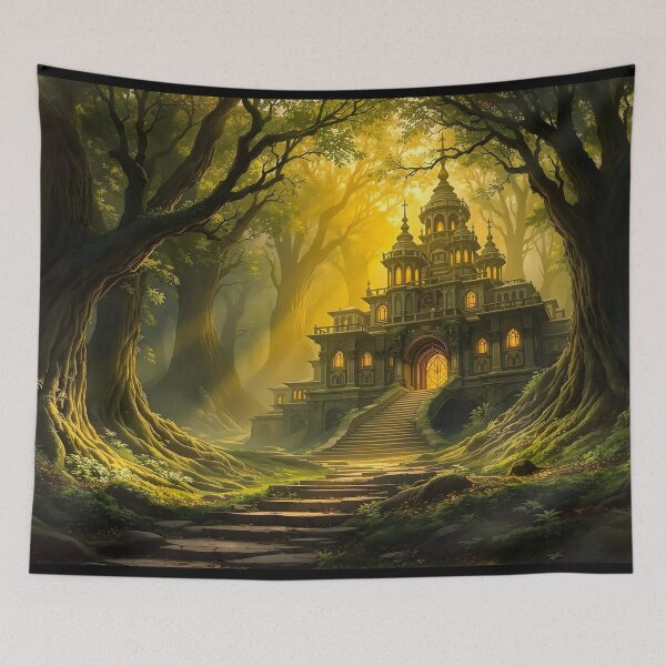 Item preview, Enchanted Forest Temple Fantasy Artwork designed and sold by eyeconart.