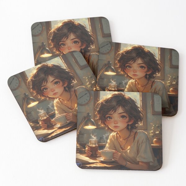 Item preview, Cozy Coffee Morning – Cute Anime Girl in Warm Cafe by NegarTv Designs designed and sold by NegarTv Designs.