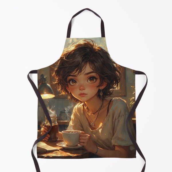 Item preview, Cozy Coffee Morning – Cute Anime Girl in Warm Cafe by NegarTv Designs designed and sold by NegarTv Designs.