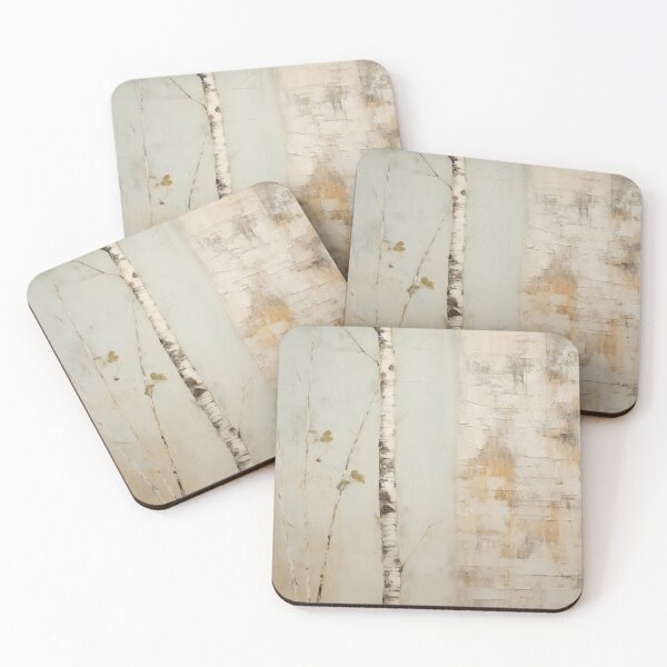 Item preview, Washed out mint and neutral birch tree inspired by japandi and wabi sabi style designed and sold by filigreedigital.