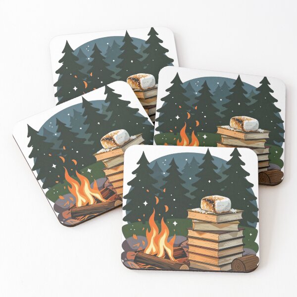 Item preview, Campfire with Logs, Books, and Marshmallow Under Starry Night Sky designed and sold by Creative88Art.