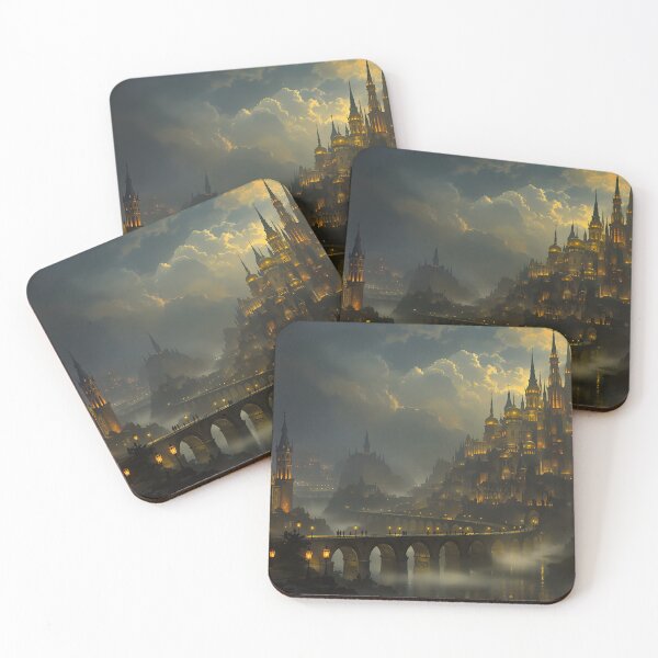Item preview, Mystical Castle at Night – Fantasy Cityscape Artwork designed and sold by eyeconart.