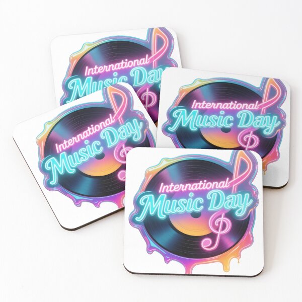 Item preview, Neon Vinyl Record Design Celebrating International Music Day designed and sold by Creative88Art.