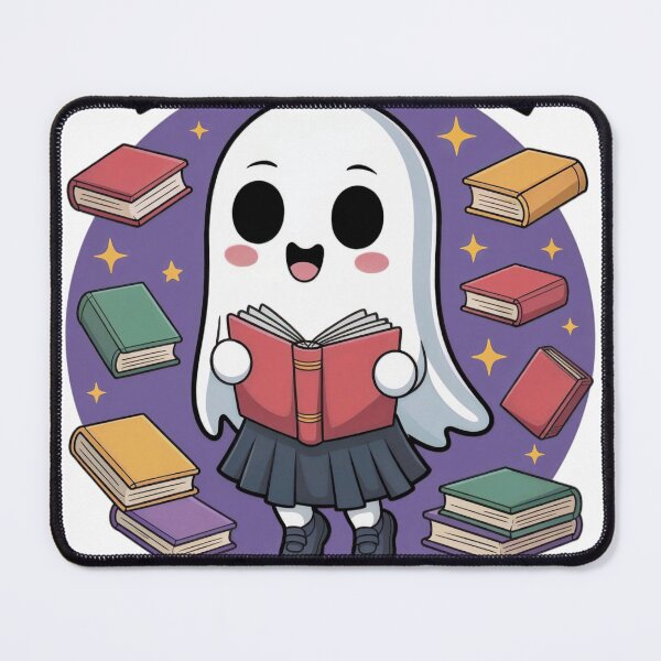 Item preview, Cartoon Ghost in School Uniform with Books and Stars designed and sold by Creative88Art.