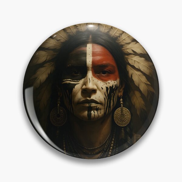 Item preview, Native American Man with Tribal Face Paint and Feather Headdress designed and sold by AFernandesDSG.