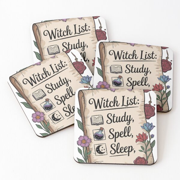 Item preview, Aged Scroll with Witch List, Icons, and Floral Decorations designed and sold by Creative88Art.