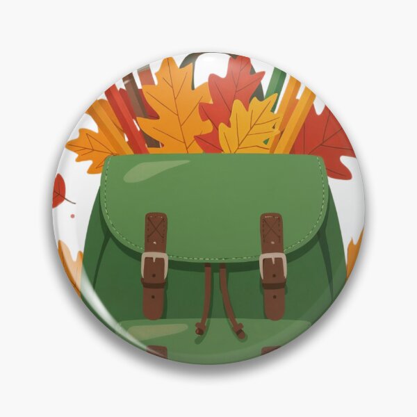 Item preview, Green Backpack with Art Supplies Surrounded by Autumn Leaves designed and sold by Creative88Art.