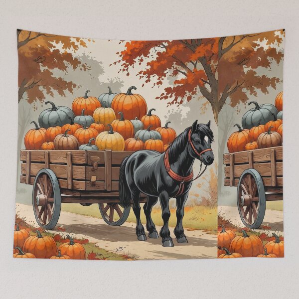 Item preview, Pumpkin Wagon Ride – Vintage Cottagecore Halloween designed and sold by Deezyned.