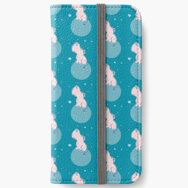 Nilpferd, Flusspferd - blau gemustert iPhone Flip-Case