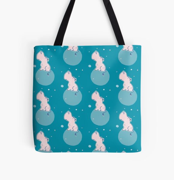 Nilpferd, Flusspferd - blau gemustert Allover-Print Tote Bag