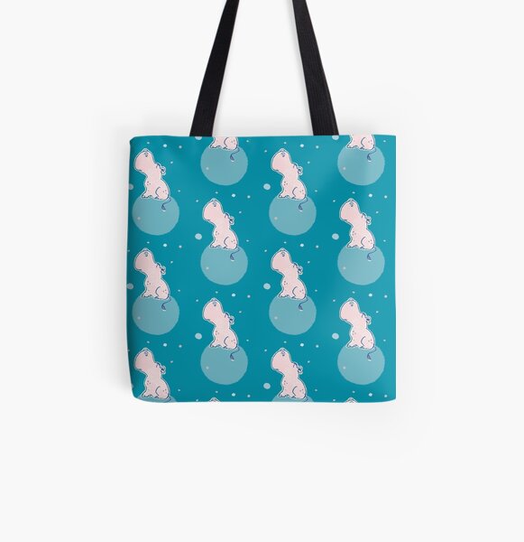 Nilpferd, Flusspferd - blau gemustert Allover-Print Tote Bag