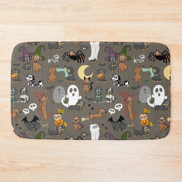 Item preview, Halloween Dachshund Party - Cute Sausage Dog Spooky Pattern Grey designed and sold by Laura Deakin Artist.