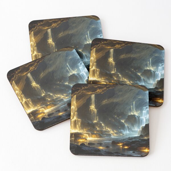 Item preview, Enchanted Cave of Light – Glowing Fantasy Waterfalls designed and sold by eyeconart.