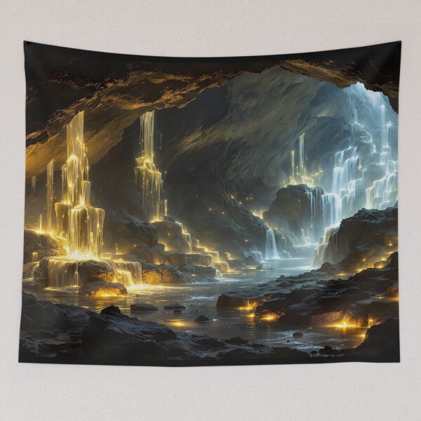 Item preview, Enchanted Cave of Light – Glowing Fantasy Waterfalls designed and sold by eyeconart.