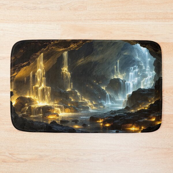 Item preview, Enchanted Cave of Light – Glowing Fantasy Waterfalls designed and sold by eyeconart.