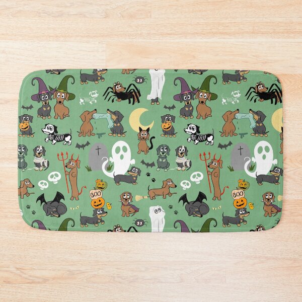 Item preview, Halloween Dachshund Party - Cute Sausage Dog Spooky Pattern Green designed and sold by Laura Deakin Artist.