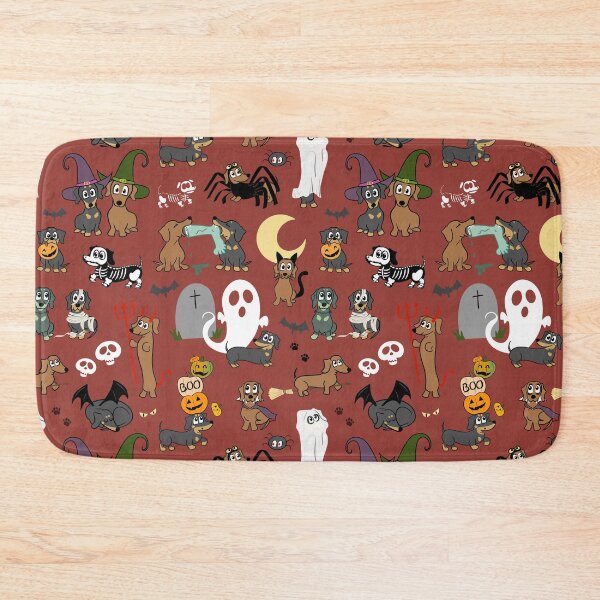 Item preview, Halloween Dachshund Party - Cute Sausage Dog Spooky Pattern Red designed and sold by Laura Deakin Artist.