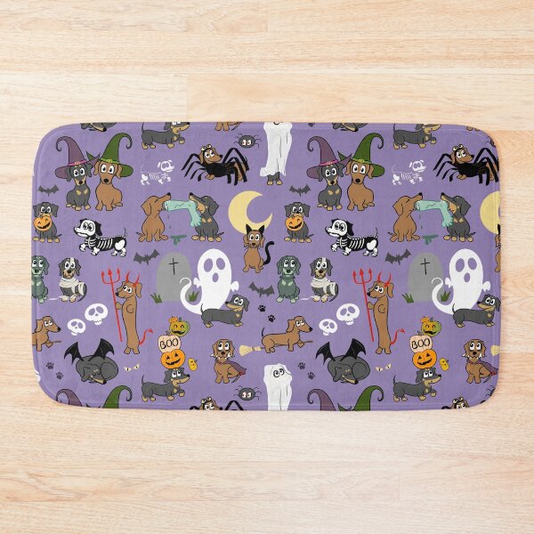 Item preview, Halloween Dachshund Party - Cute Sausage Dog Spooky Pattern Purple designed and sold by Laura Deakin Artist.